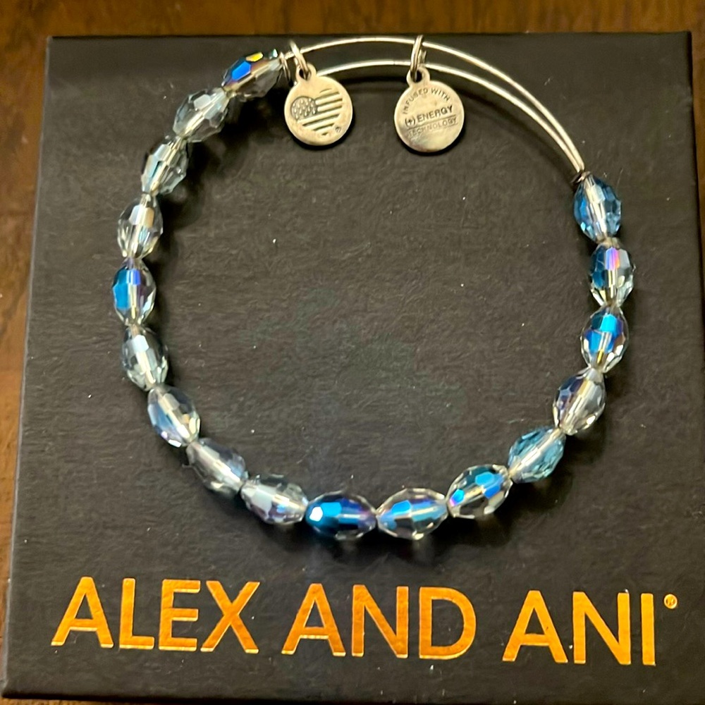 Alex and Ani Blue Crystal Beaded Bracelet